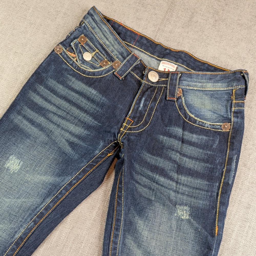 True Religion Jeans Women 26 Dark Blue Joey Flare Low Rise Super T USA Made NWOT